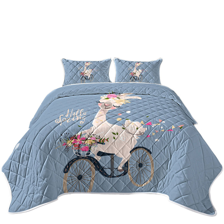 Funny Spring Chic Llama California King Quilt Sets