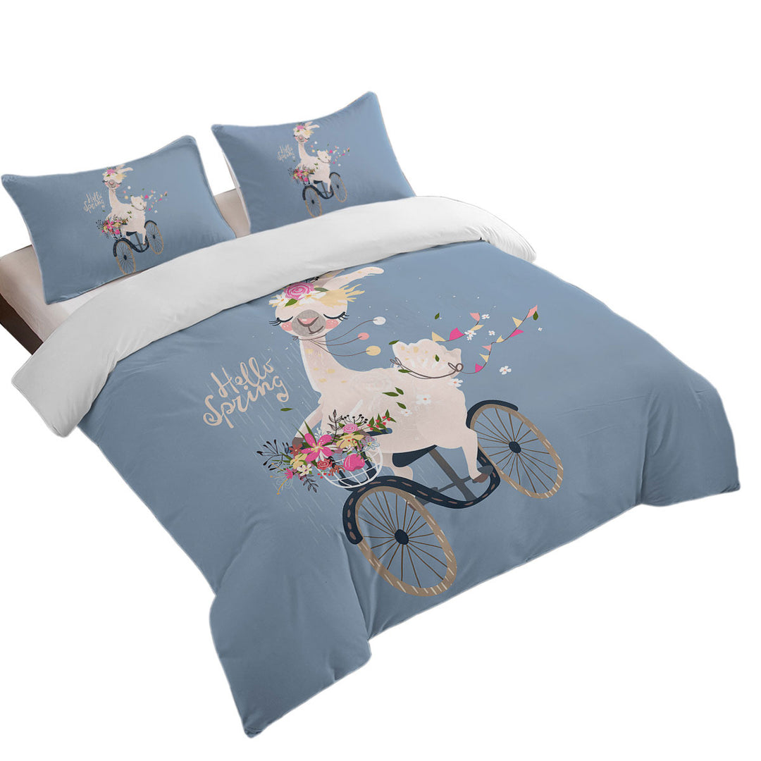 Funny Spring Chic Llama Duvet Cover