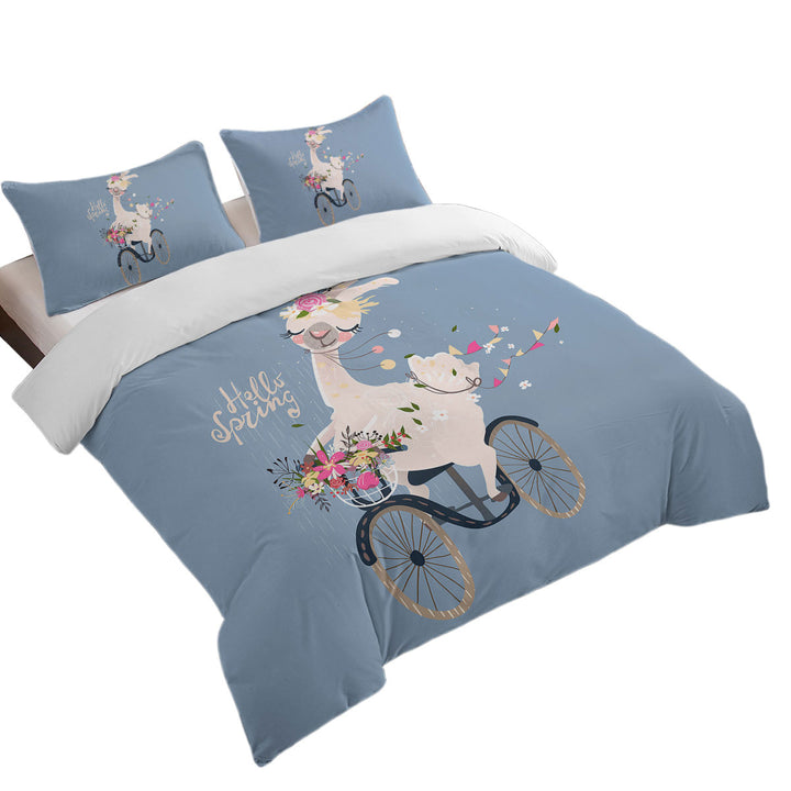 Funny Spring Chic Llama Duvet Cover