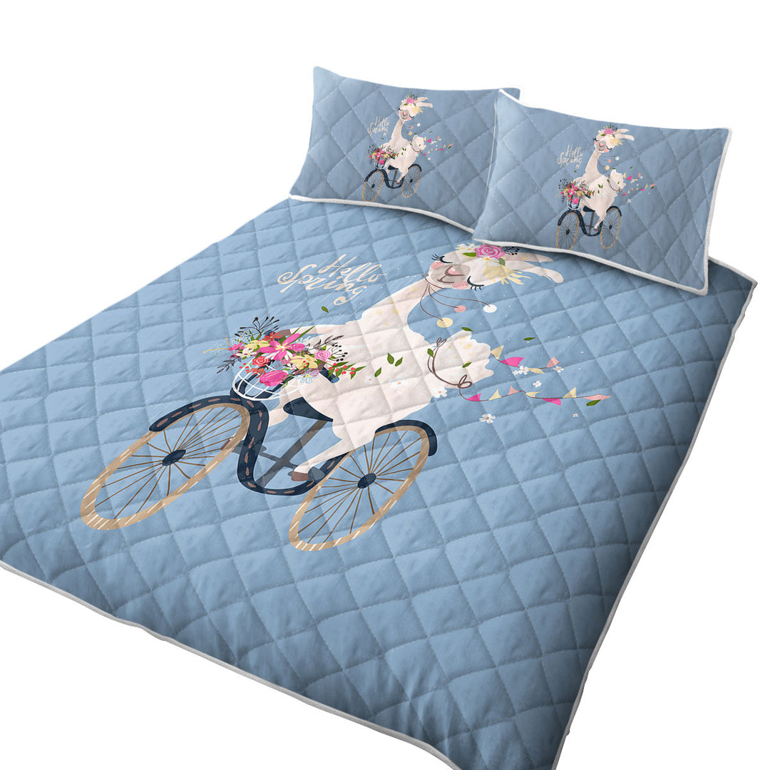 Funny Spring Chic Llama King Size Quilt Sets
