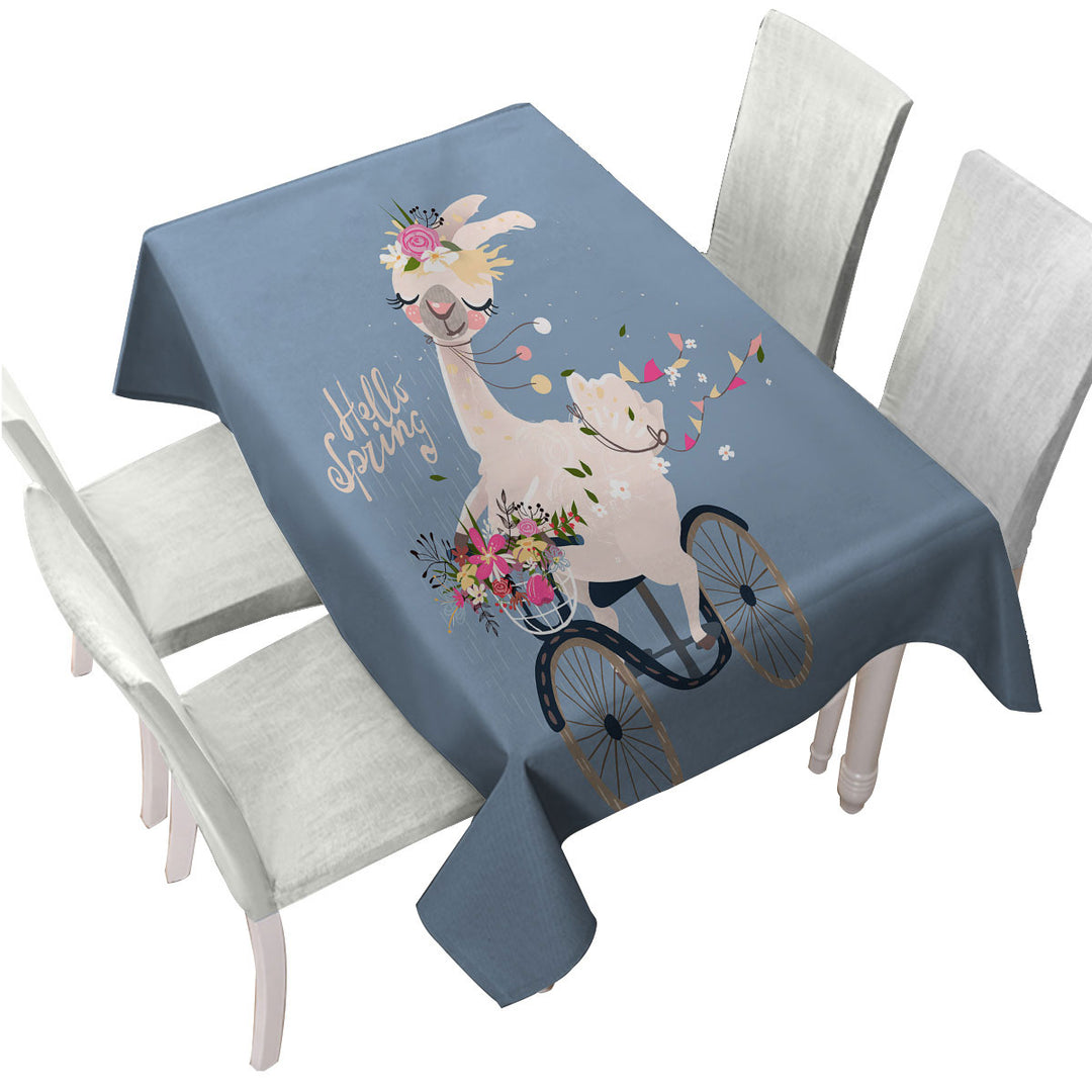 Funny Spring Chic Llama Tablecloths