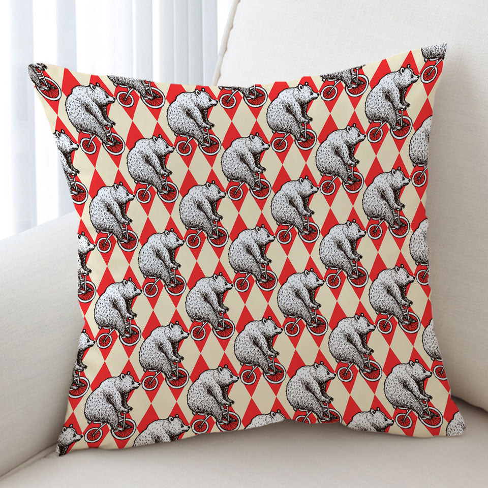 Funny Throw Pillows Bear Riding a Bicycle