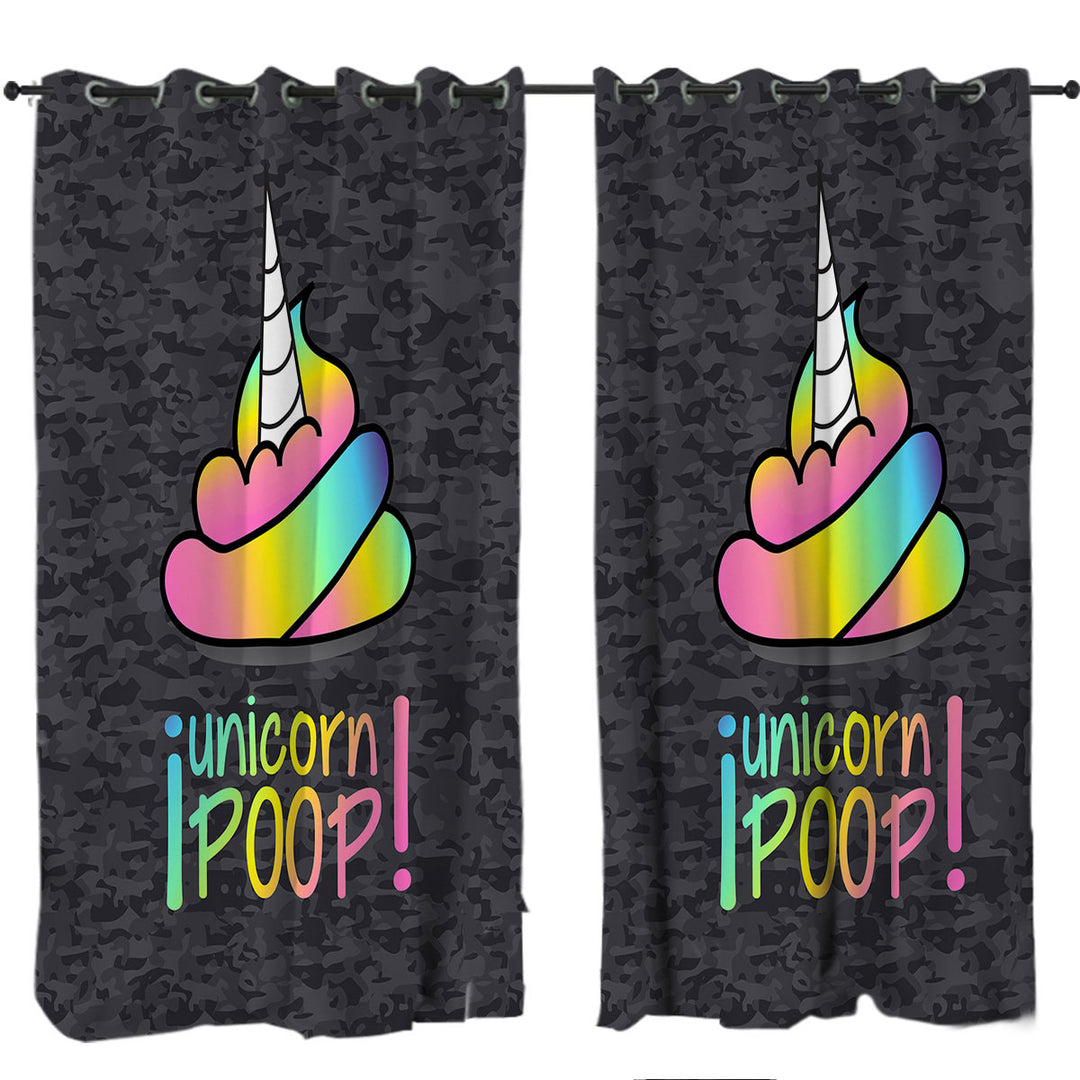 Funny Unicorn Poop Drapes for Living Room