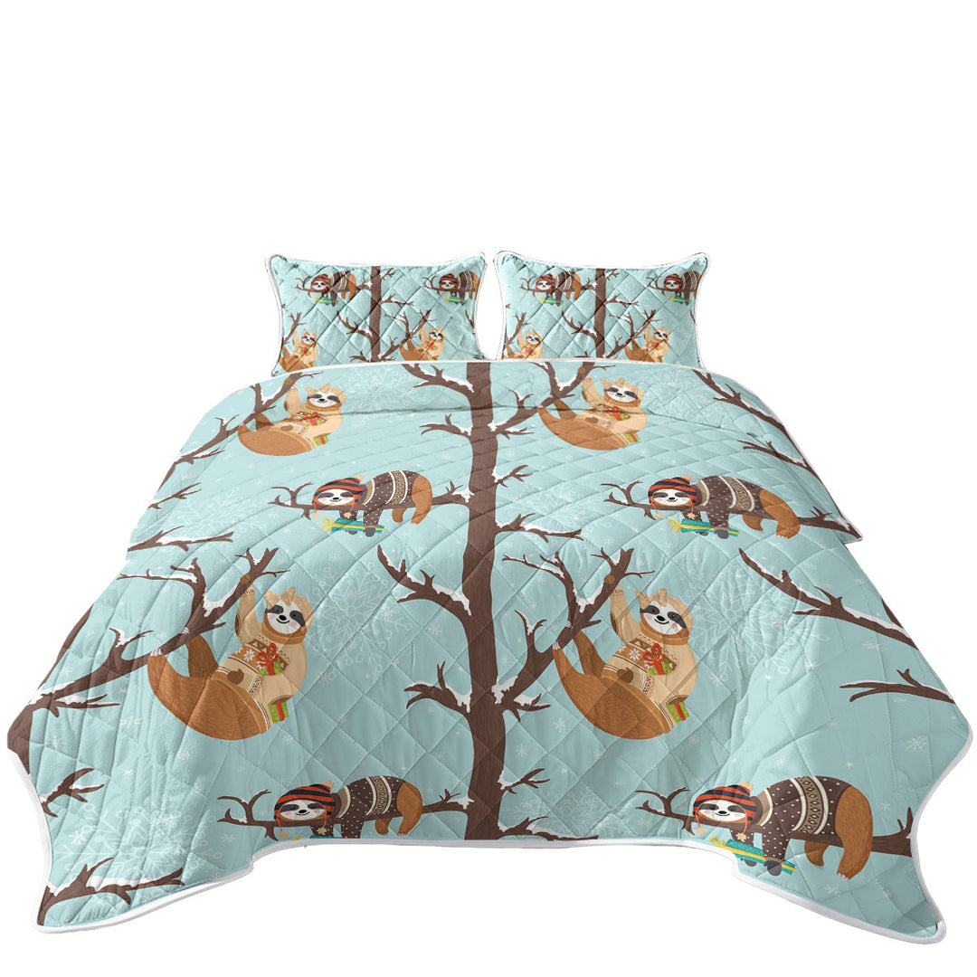 Funny Wintery Sloths Coverlets