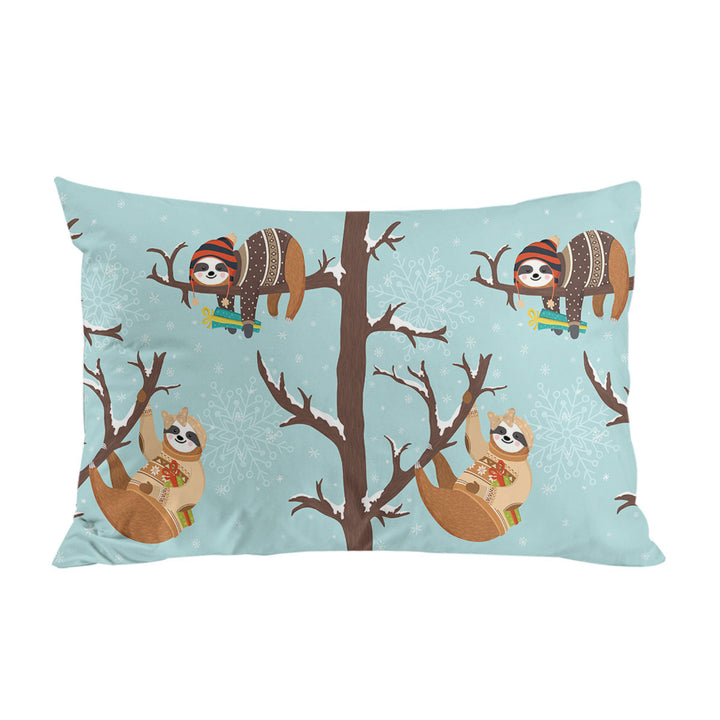 Funny Wintery Sloths Pillow Case Covers