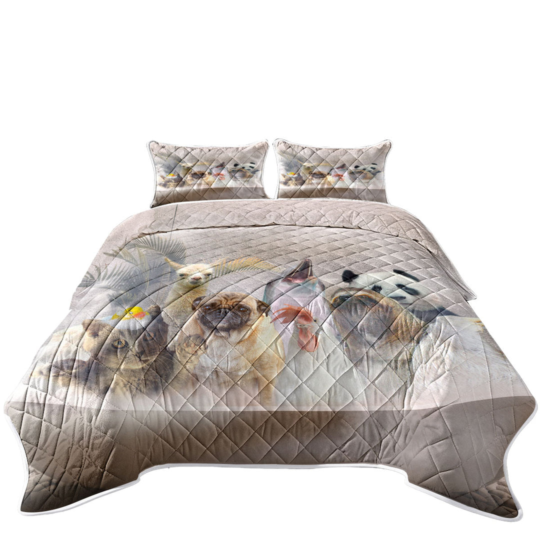 Funny and Cute Animals Taking a Bath King Size Bedspreads