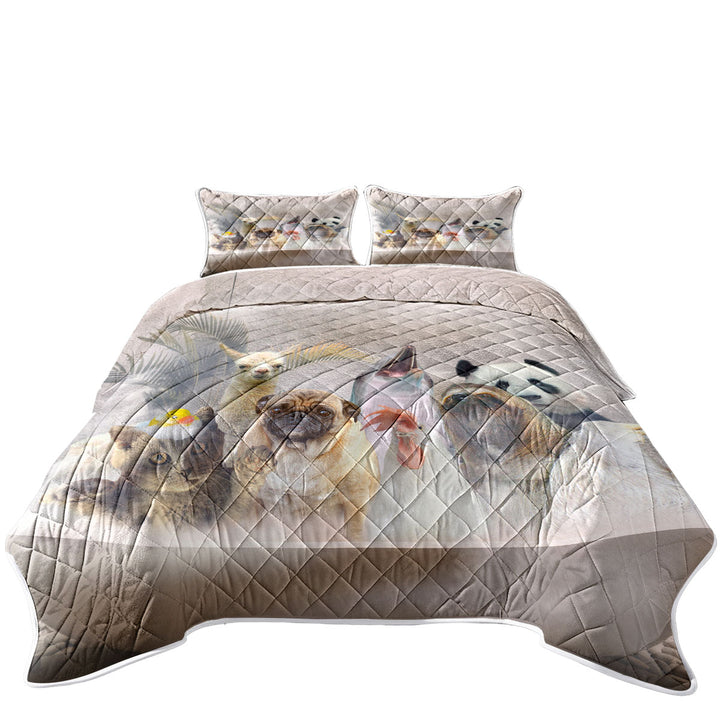 Funny and Cute Animals Taking a Bath King Size Bedspreads