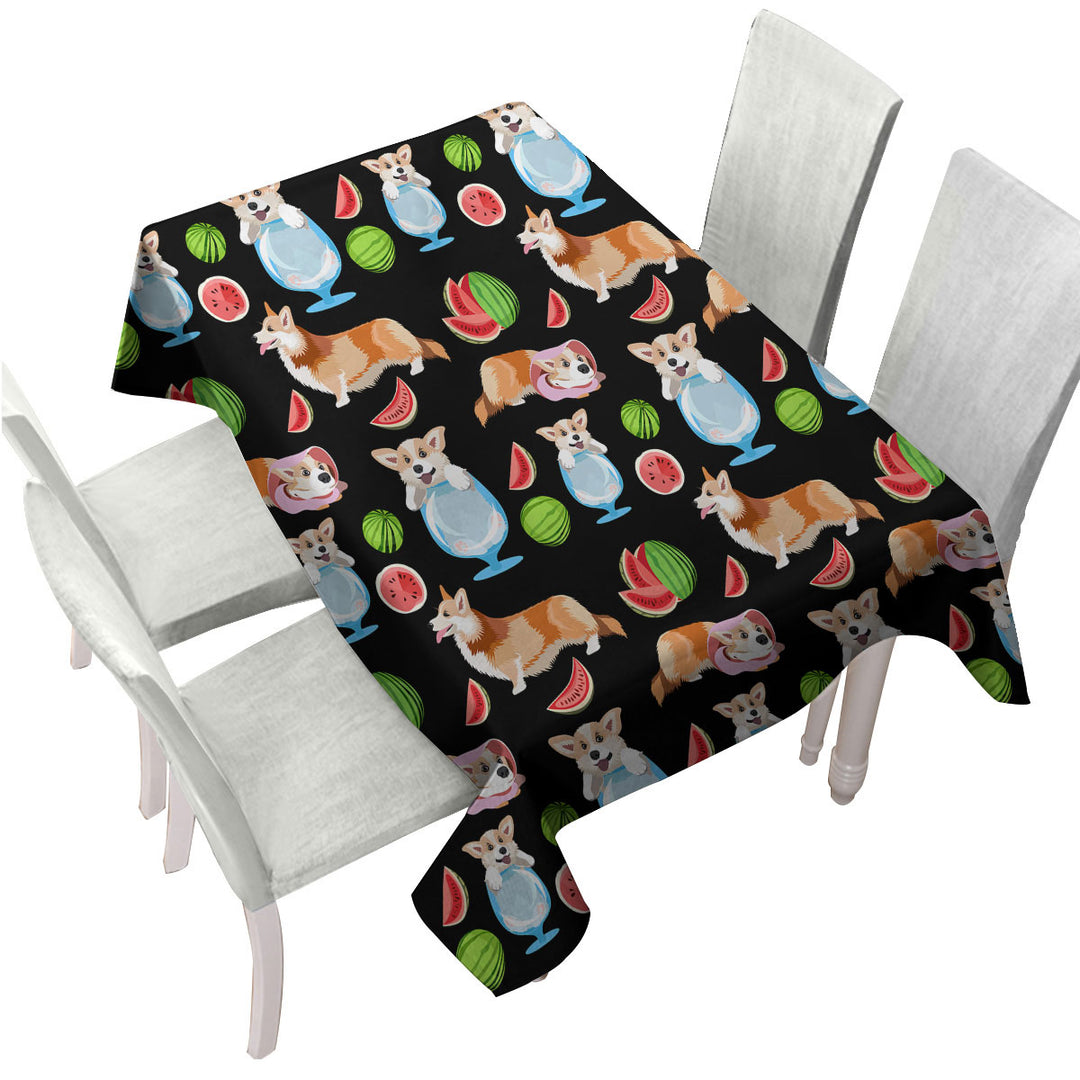 Funny and Cute Corgi Dog Scenes Tablecloth