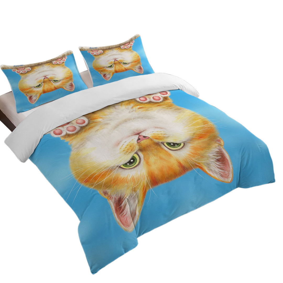 Funny and Cute Ginger Cat on a Branch Duvet Cover