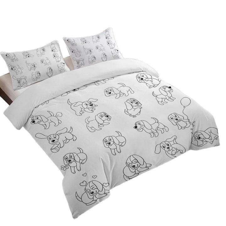 Funny and Cute Puppy Drawings Duvet Cover sale