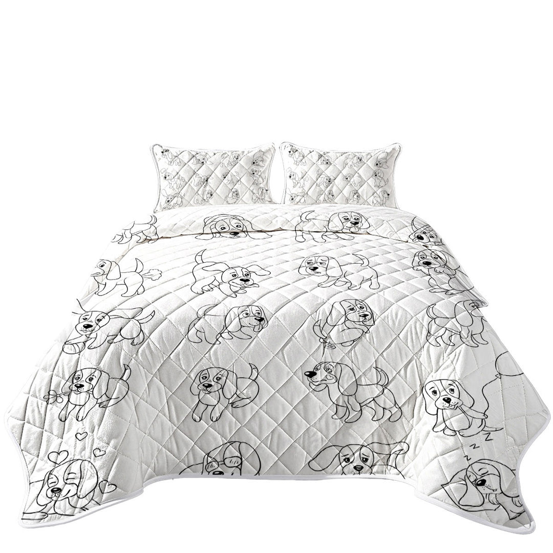 Funny and Cute Puppy Drawings Quilts for Beds