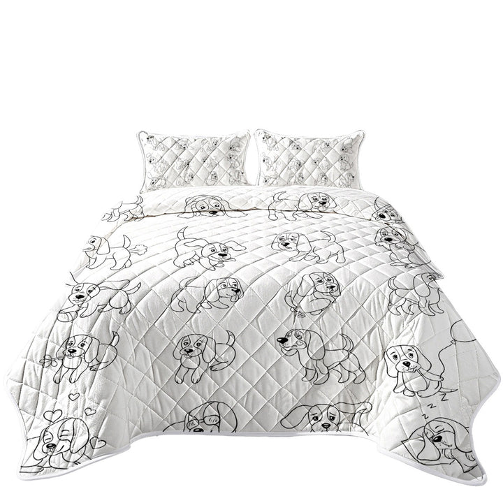 Funny and Cute Puppy Drawings Quilts for Beds