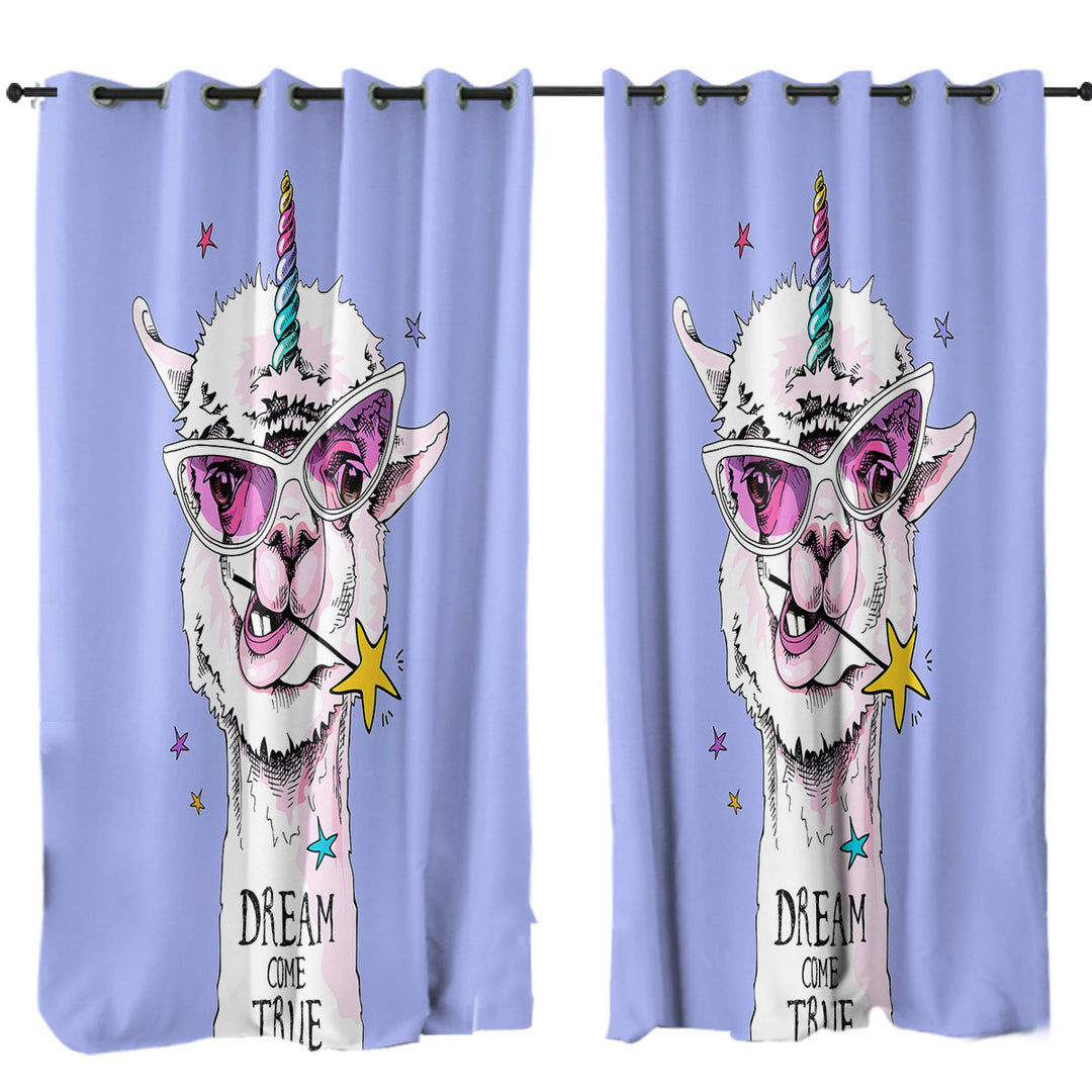 Funny and Positive Unicorn Llama Custom Curtains