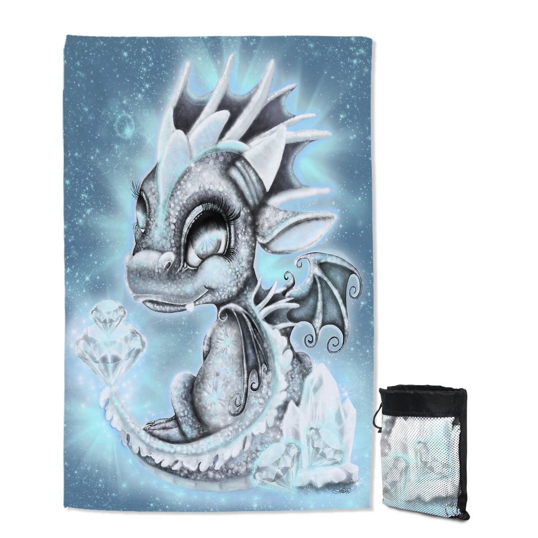 Gift Idea Beach Towels for April Diamond Birthstone Lil Dragon