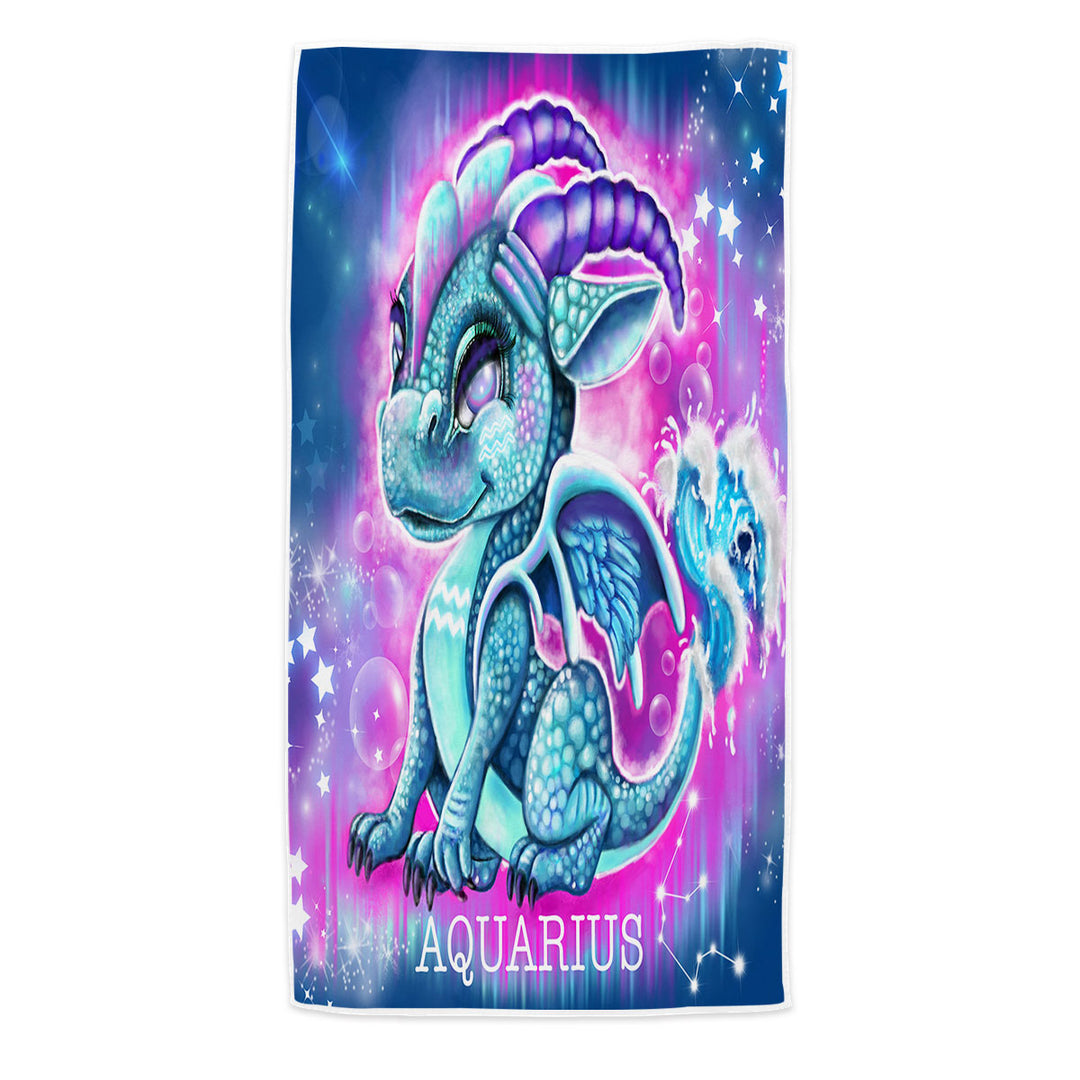 Gift Idea Beach Towels for Kids Fantasy Art Aquarius Lil Dragon