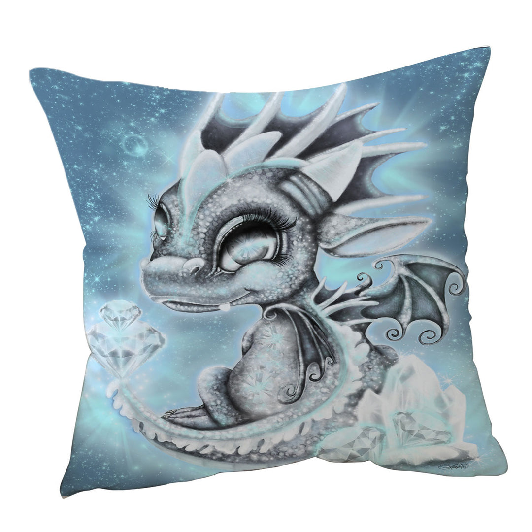 Gift Idea Cushion Cover for April Diamond Birthstone Lil Dragon