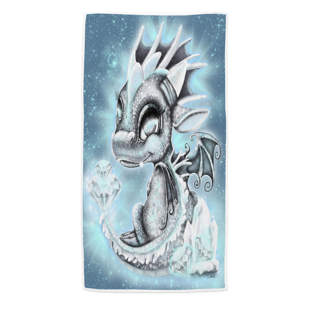 Gift Idea Pool Towels for April Diamond Birthstone Lil Dragon