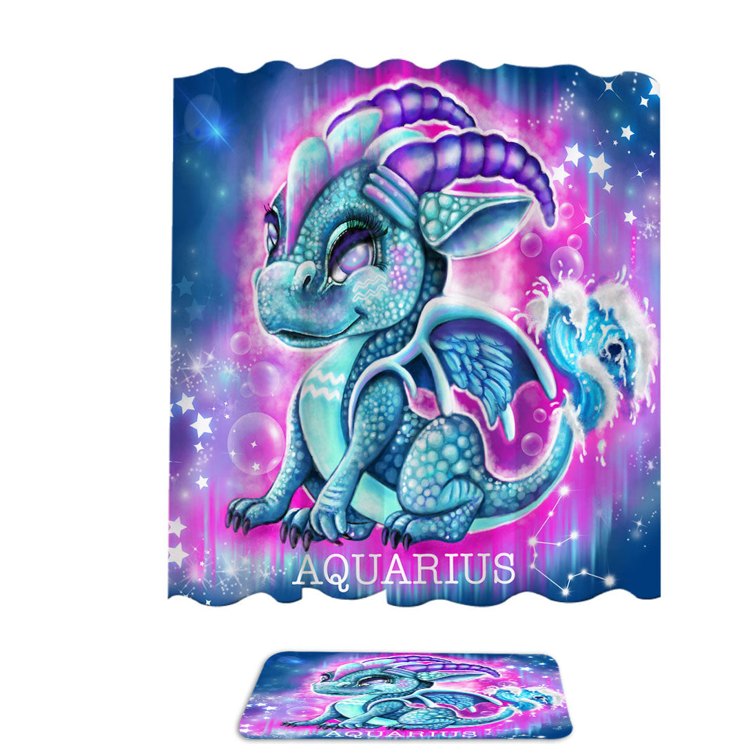 Gift Idea Shower Curtains for Kids Fantasy Art Aquarius Lil Dragon
