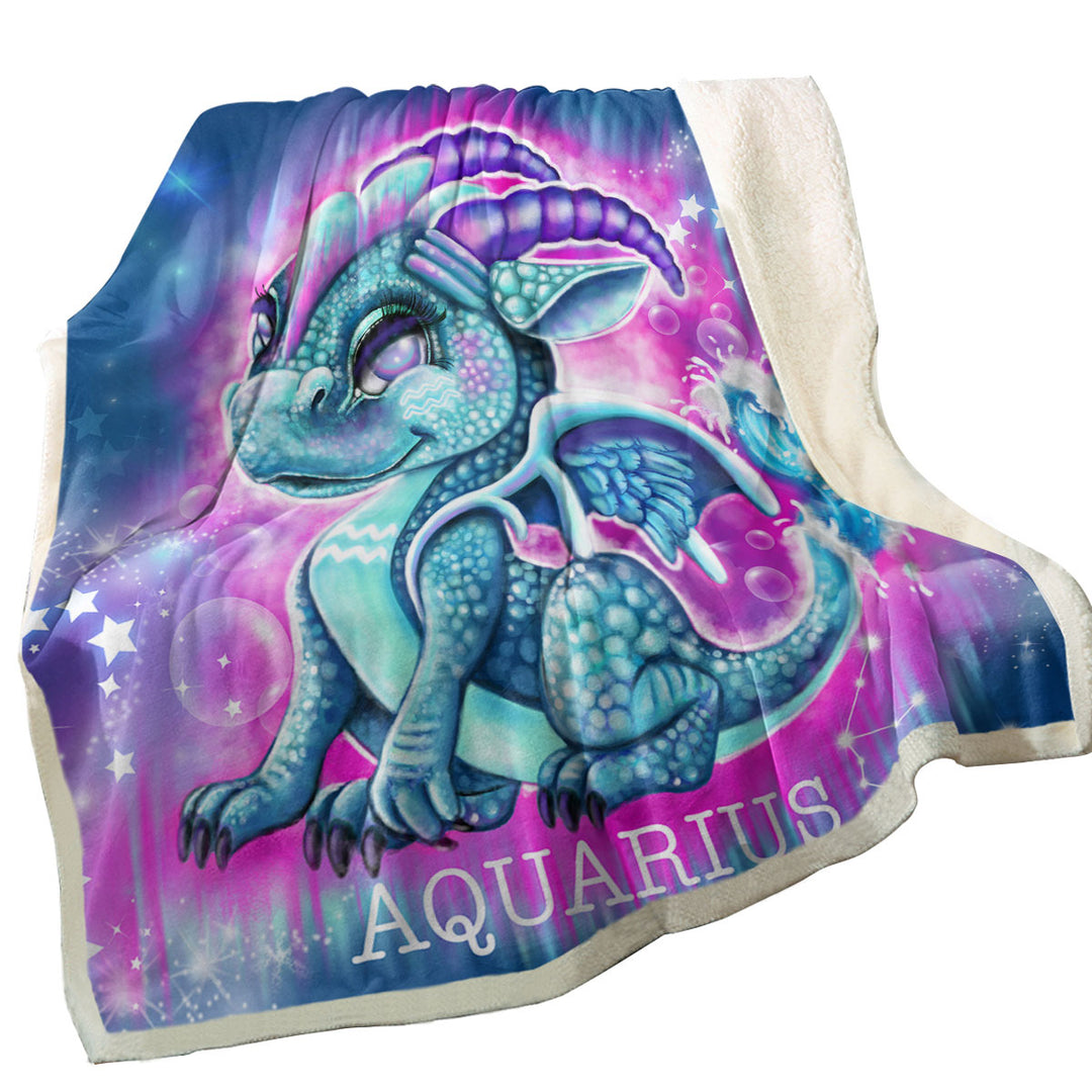 Gift Idea Sofa Blankets for Kids Fantasy Art Aquarius Lil Dragon