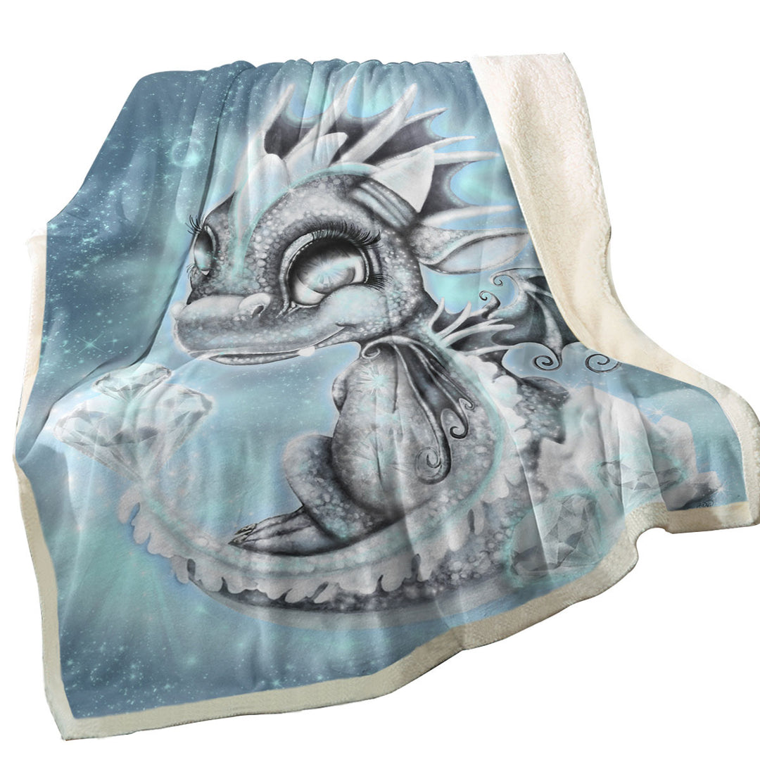 Gift Idea Throw Blanket for April Diamond Birthstone Lil Dragon