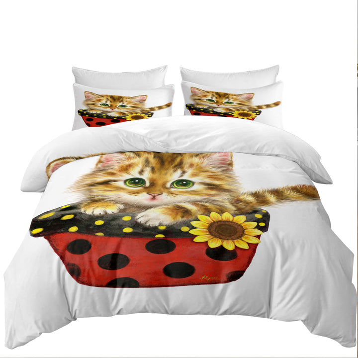 Ginger Tabby Kitten in Summer Flower Pot Daybed Covers Sets