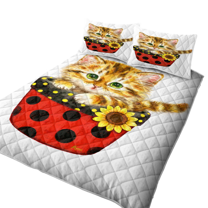 Ginger Tabby Kitten in Summer Flower Pot Quilts