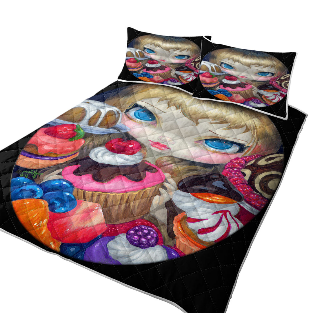Girl with Tea Party Treats and Cakes Coverlets