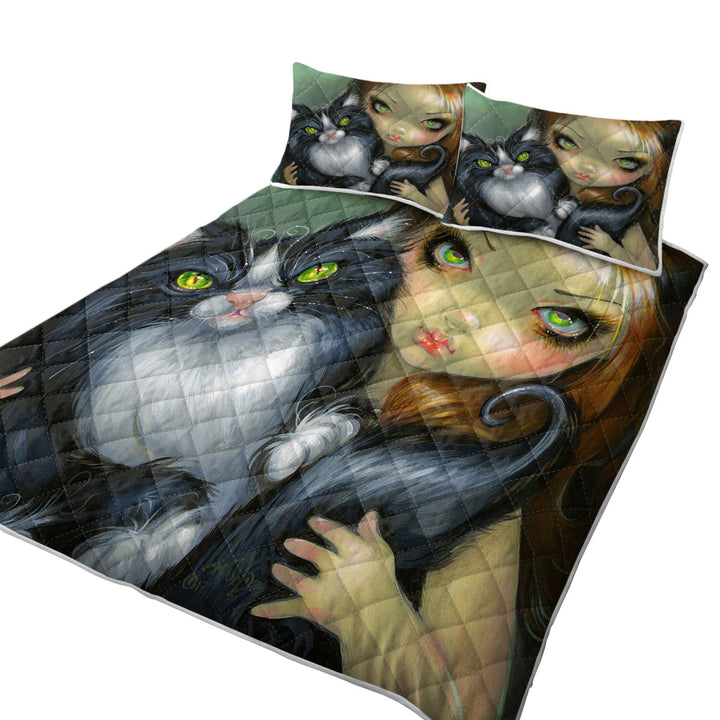 Girl with Tricksy Tuxedo Cat Quilts