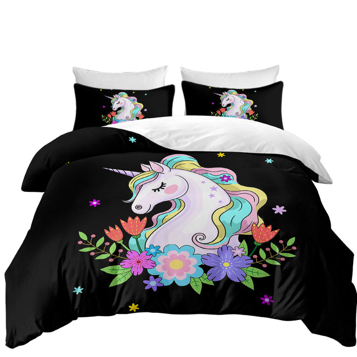 Girlish Flowers and Unicorn Quilt Cover Sets