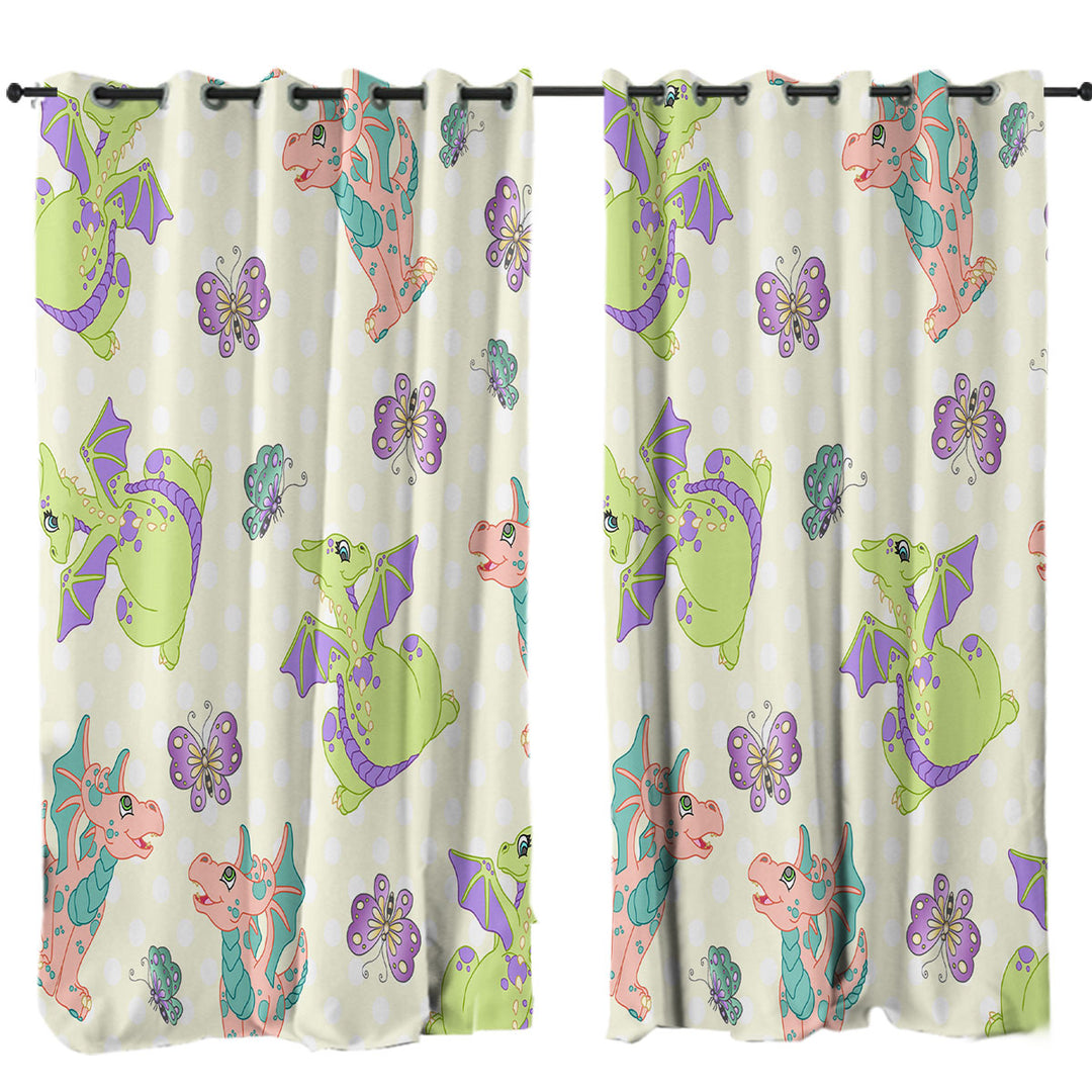 Girls Butterfly and Dragon Pattern Curtains