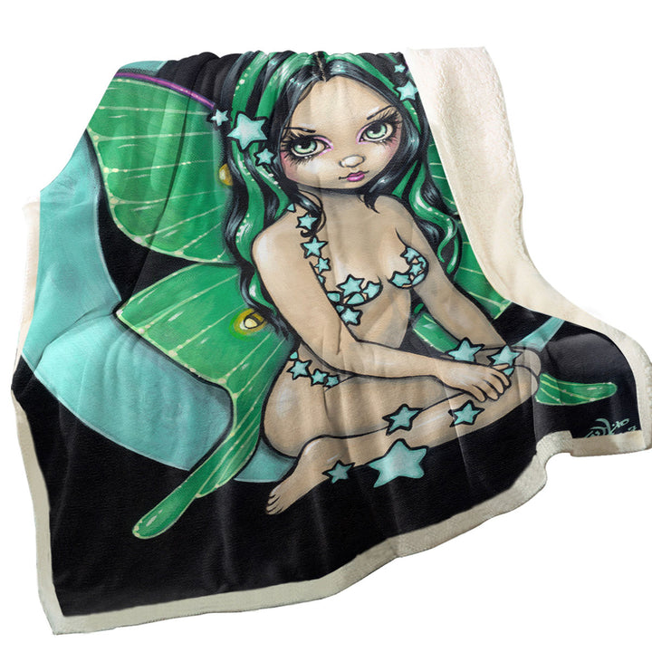 Girls Decorative Throws Luna a Star Studded Green Highlights Little Fairy