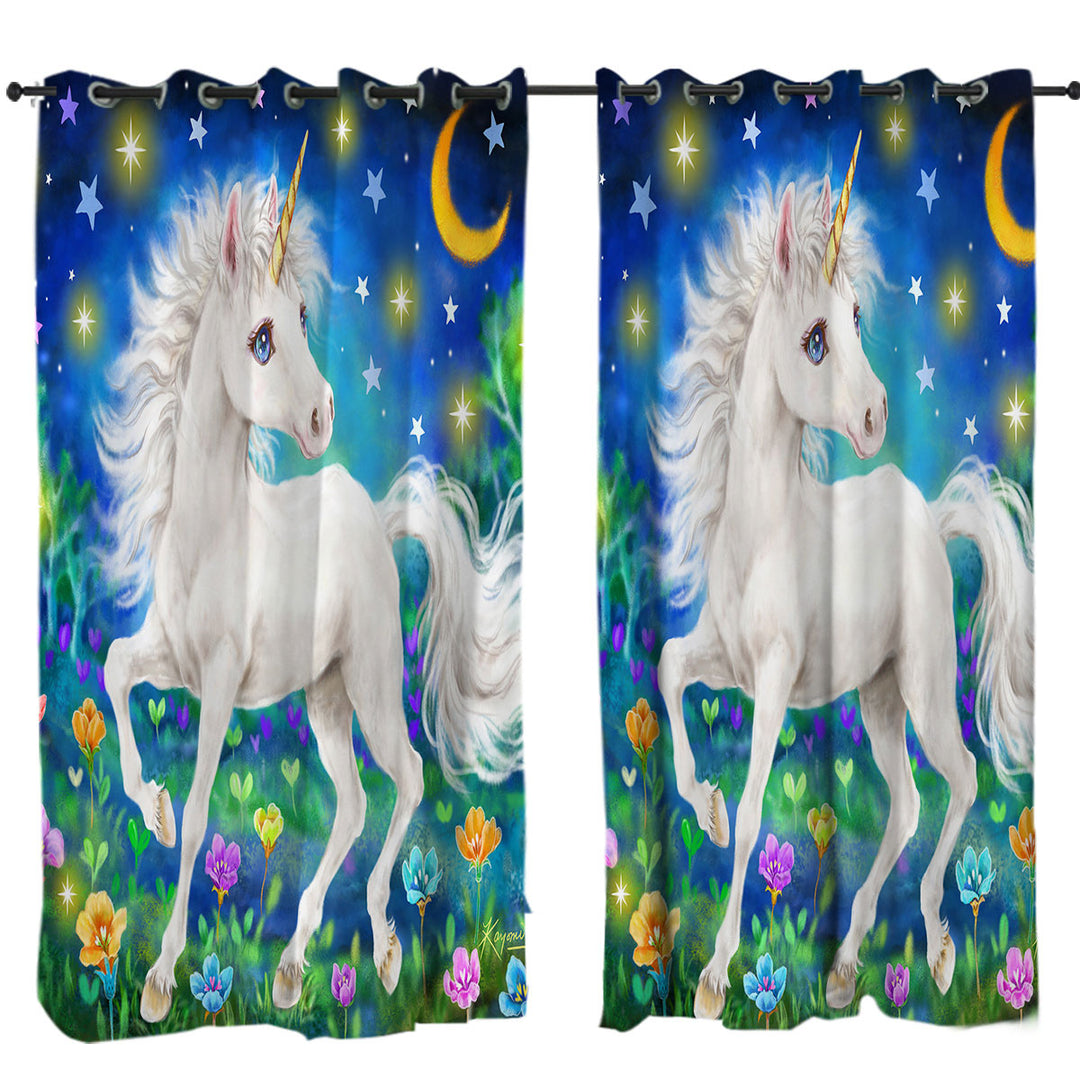 Girls Designs Unicorn Magical Blooming Dreams Curtain