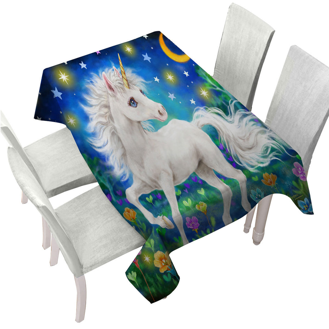 Girls Designs Unicorn Magical Blooming Dreams Tablecloth