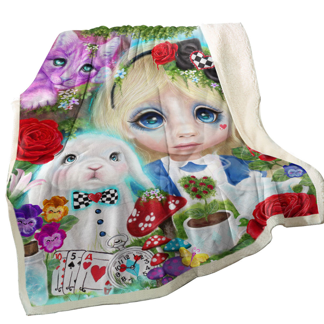 Girls Fleece Blankets Art Curious Little Alice Girl