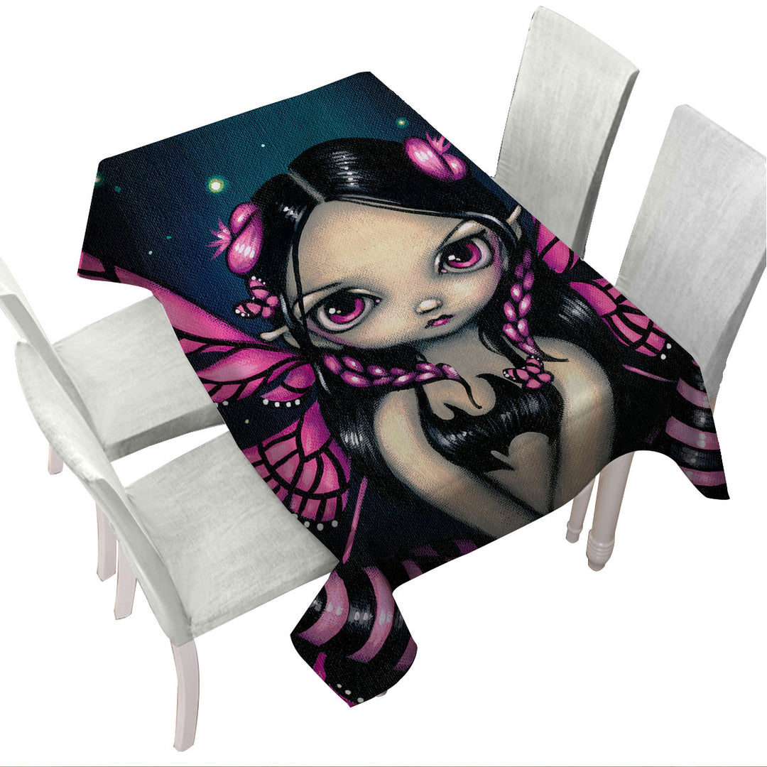 Girls Painting Pink Butterfly Fairy Custom tablecloths