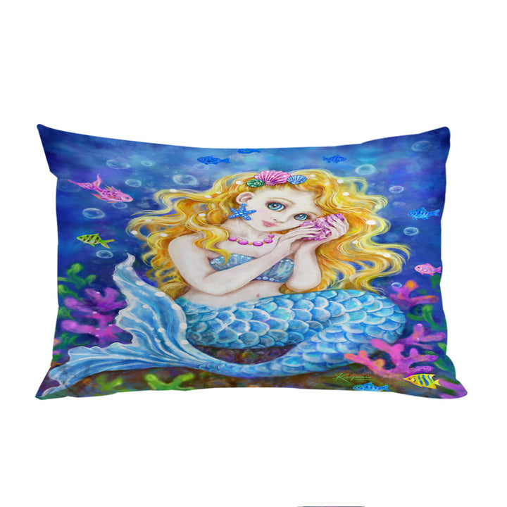 Girls Room Designs Colorful Corals and Mermaid Pillow Case Covers