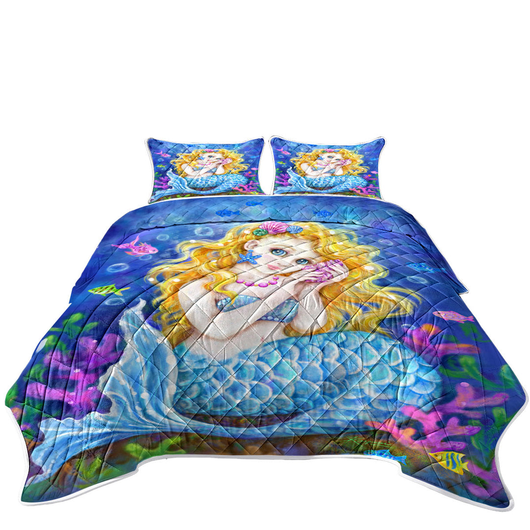 Girls Room Designs Colorful Corals and Mermaid Quilt Shop Near Me