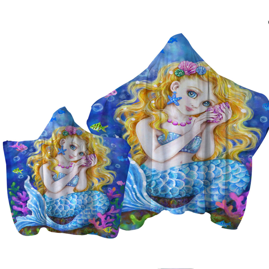 Girls Room Designs Colorful Corals and Mermaid Towel with Hood