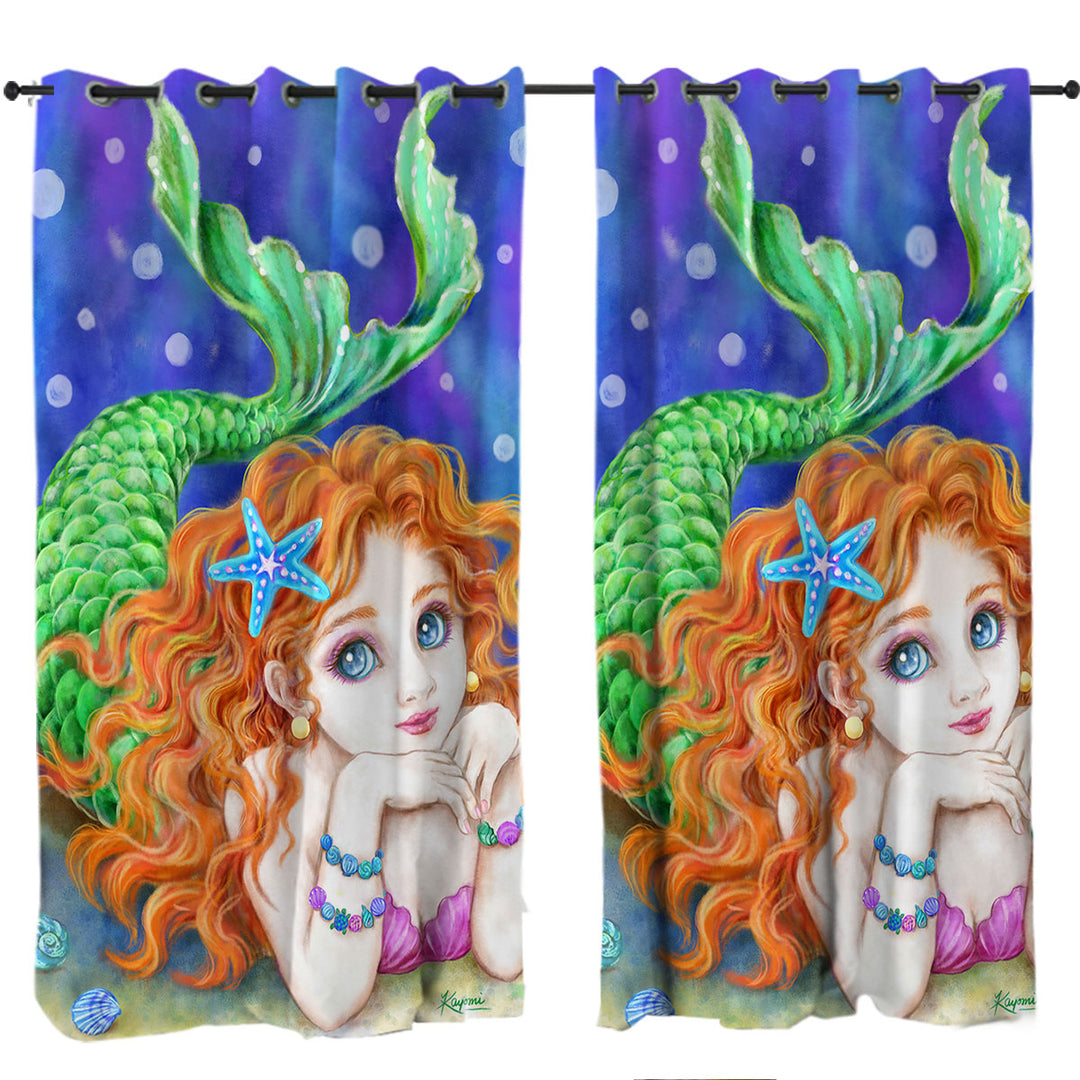 Girls Room Designs Mermaid Dream Curtains for Bedroom