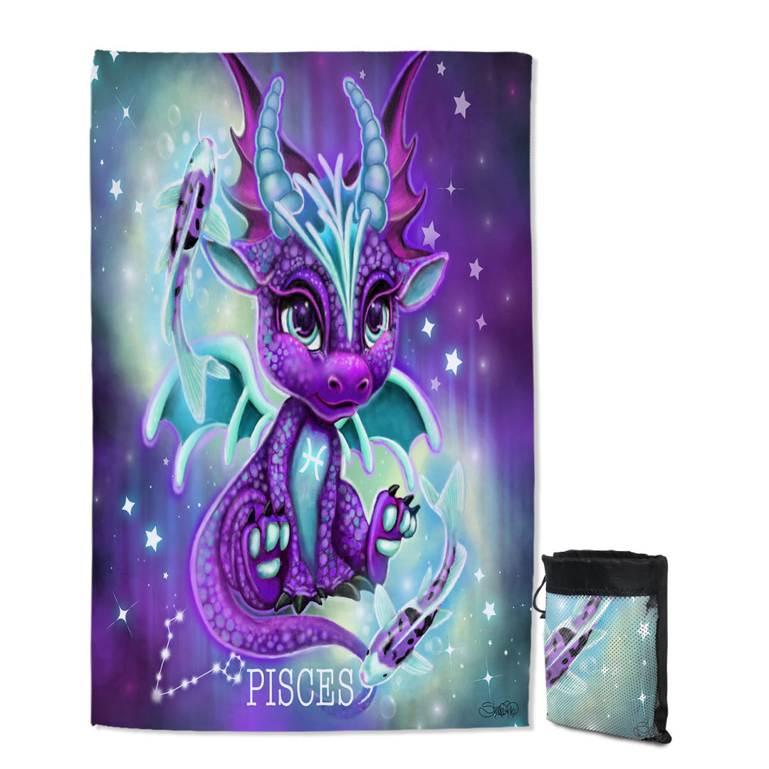 Girls Swimming Towels Koi Fish and Pisces Lil Dragon