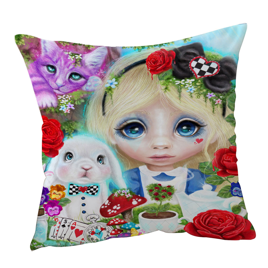Girls Throw Pillows Art Curious Little Alice Girl