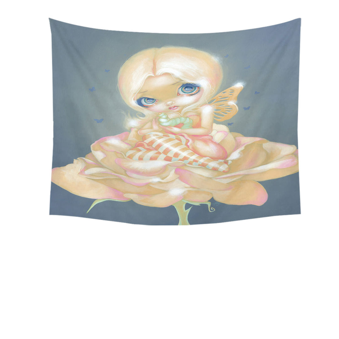 Girls Wall Decor Fine Art the Sick Rose Fairy with Worm on Rose Tapestry
