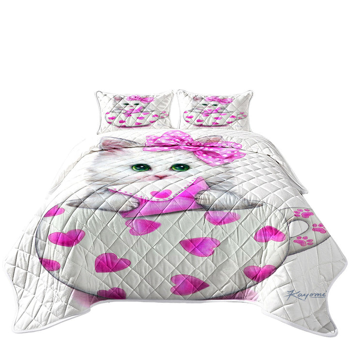 Girly Cat Art Drawings the Hearts Cup Kitty Quilts