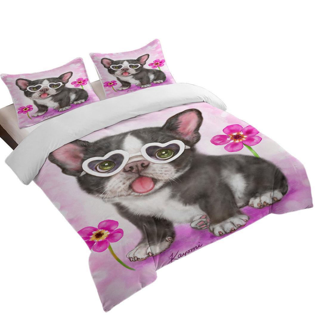 Girly Dog Design Cute French Bulldog Puppy Coverlet