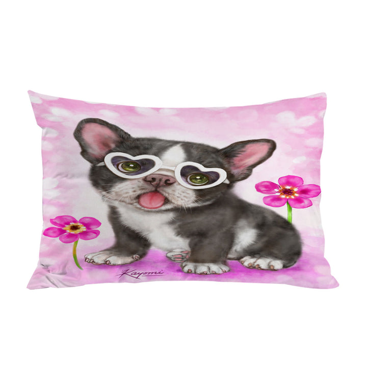 Girly Dog Design Cute French Bulldog Puppy Pillow Cases