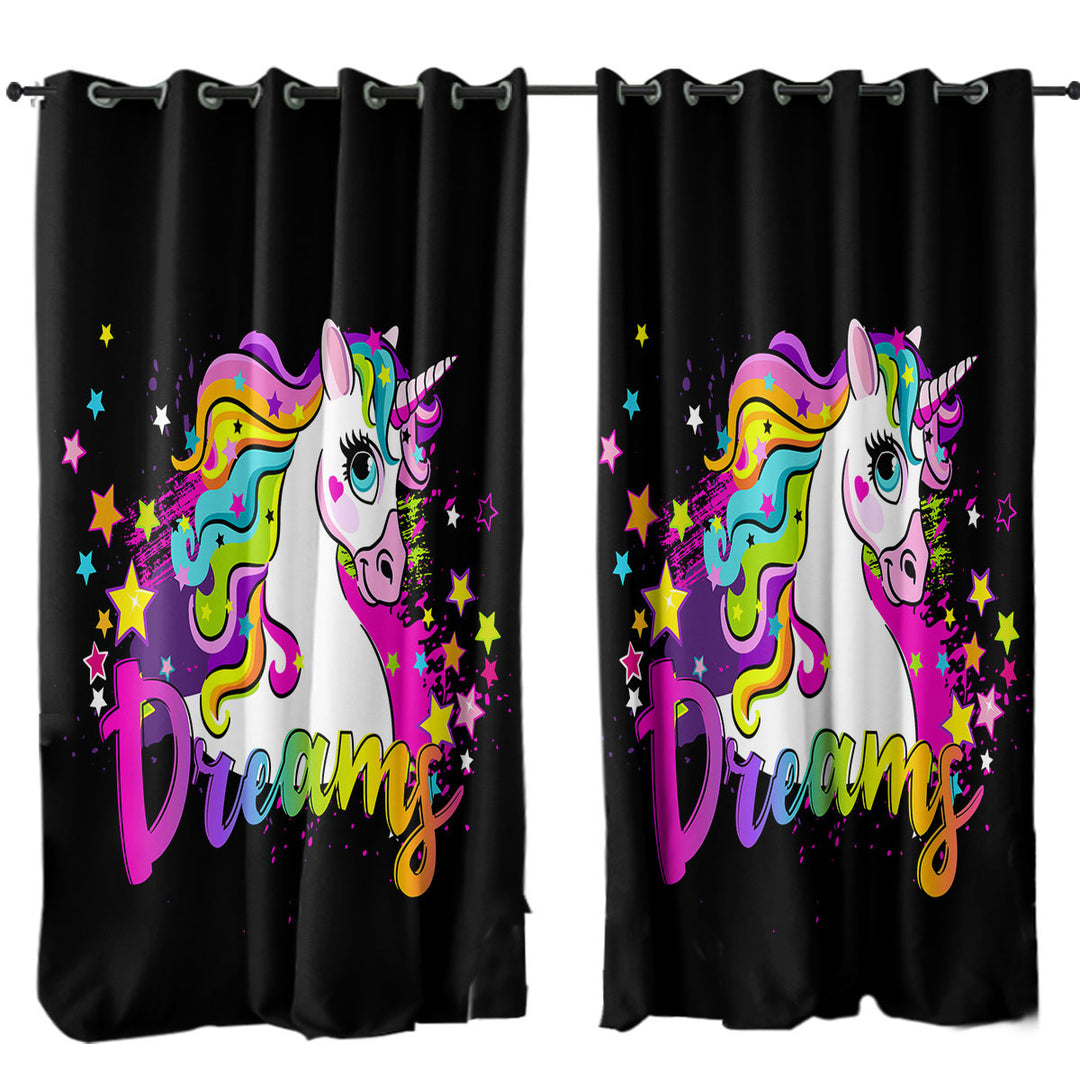 Girly Dreamy Unicorn Drapes and Curtains