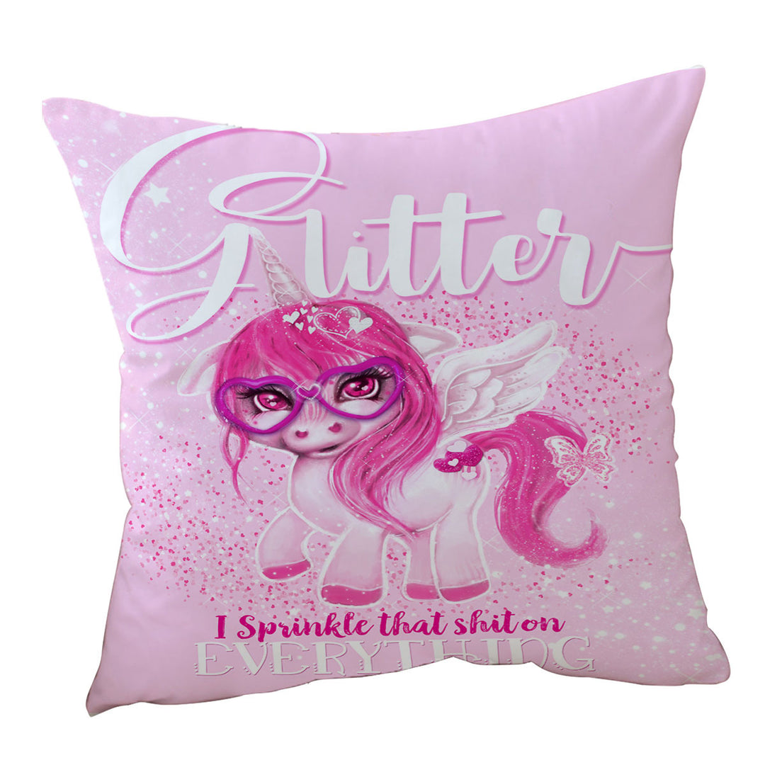 Girly Throw Pillows Glitter Everything Unicorn