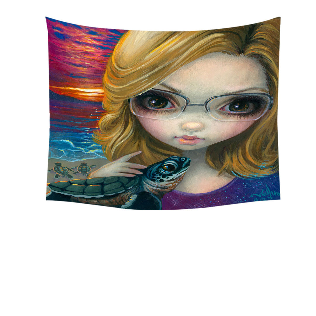 Glasses Tapestry Faces of Faery _237 Glasses Girl and Sunset Turtles