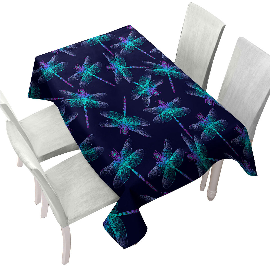 Glowing Purplish Dragonflies Custom table cloth