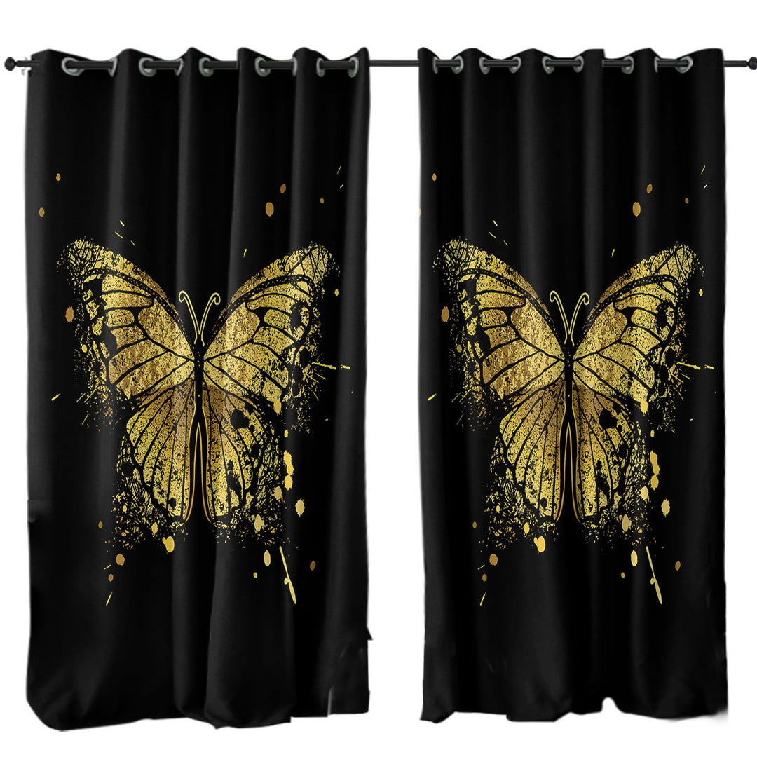 Golden Butterfly Drapes and Curtains
